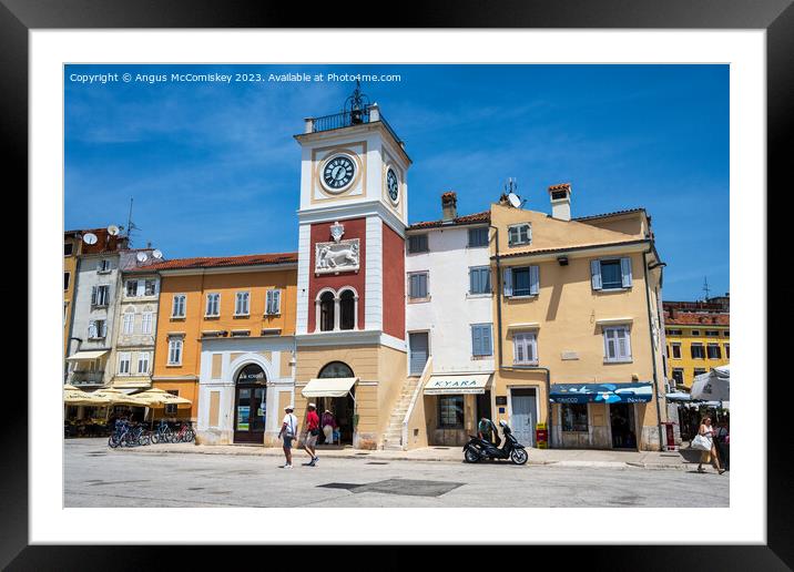 Clock Tower in old town Rovinj, Croatia Framed Mounted Print by Angus McComiskey