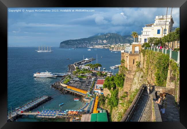 Sorrento harbour and Bay of Naples, Italy Framed Print by Angus McComiskey