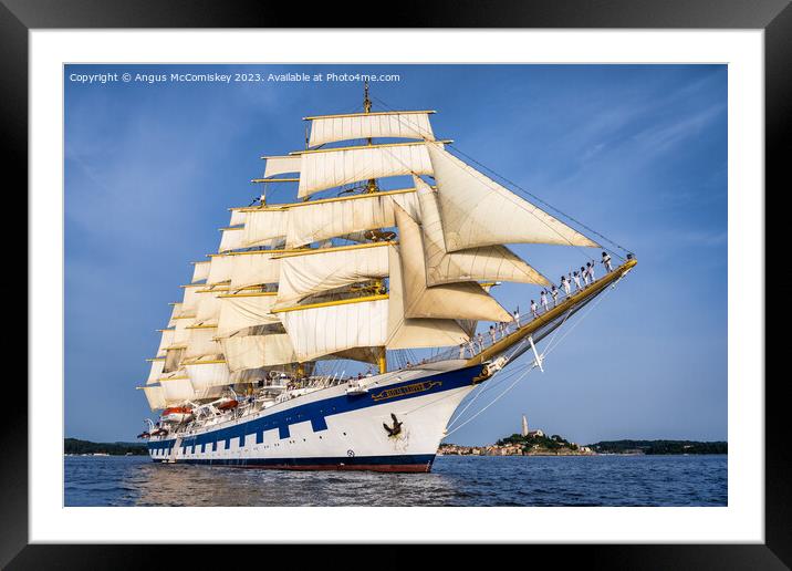 Royal Clipper departing Rovinj in Croatia Framed Mounted Print by Angus McComiskey