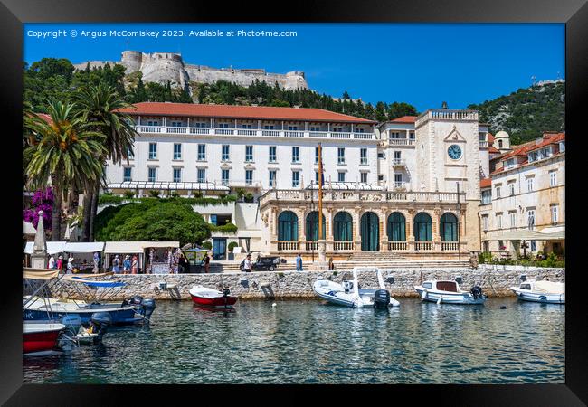 Venetian Loggia and Clock Tower Hvar town, Croatia Framed Print by Angus McComiskey