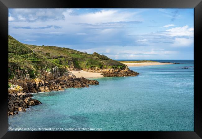 Herm Island east coast beaches, Channel Islands Framed Print by Angus McComiskey