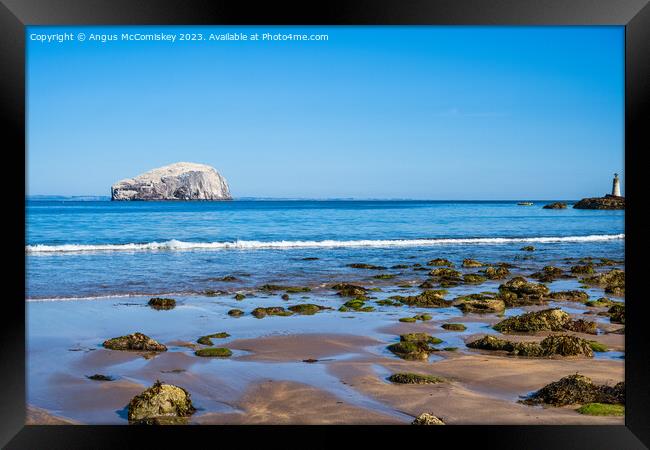 The Bass Rock from Seacliff Beach, East Lothian Framed Print by Angus McComiskey