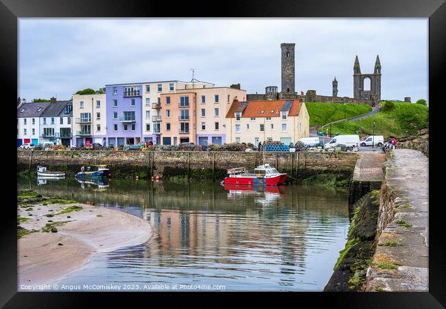 St Andrews harbour reflections, Fife, Scotland Framed Print by Angus McComiskey