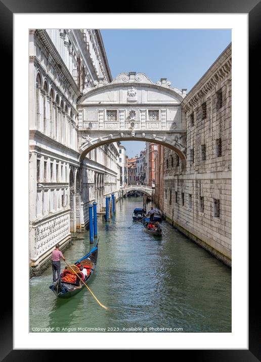 Gondolas under the Bridge of Sighs in Venice Framed Mounted Print by Angus McComiskey