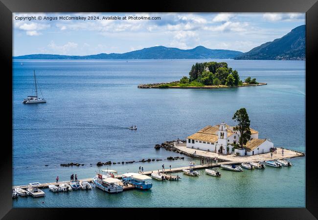 Vlacherna Monastery and Mouse Island, Corfu Greece Framed Print by Angus McComiskey