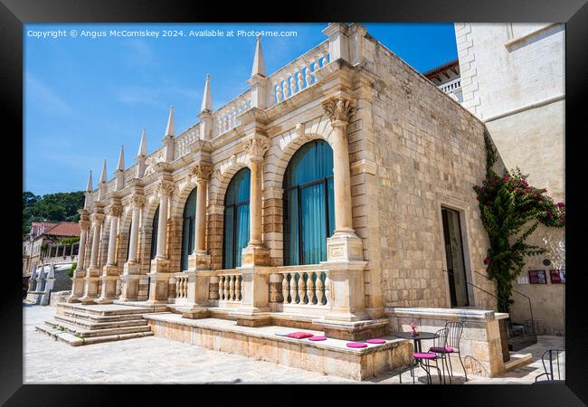 Venetian Loggia Hvar town, Croatia Framed Print by Angus McComiskey