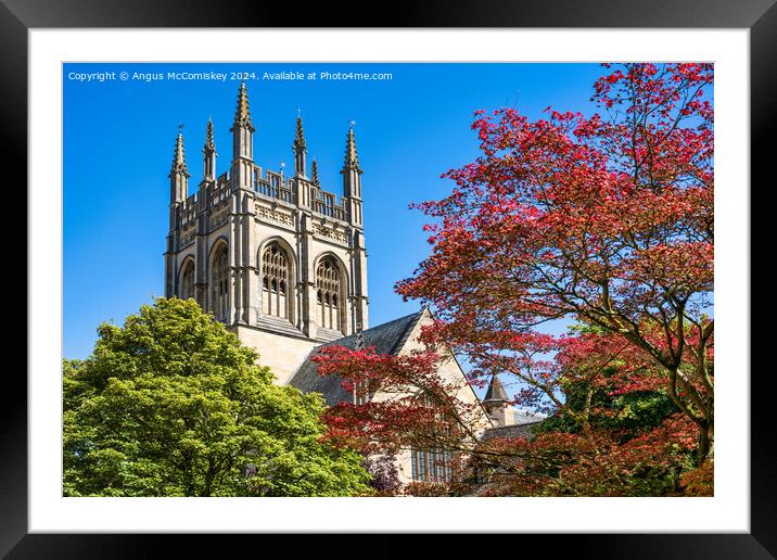 Bell tower of Merton College Chapel, Oxford Framed Mounted Print by Angus McComiskey