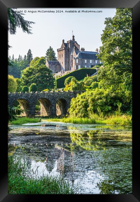 Stone bridge and pond in Drummond Castle Gardens Framed Print by Angus McComiskey