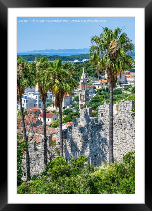 Walls of the Spanish Fortress in Hvar town Croatia Framed Mounted Print by Angus McComiskey