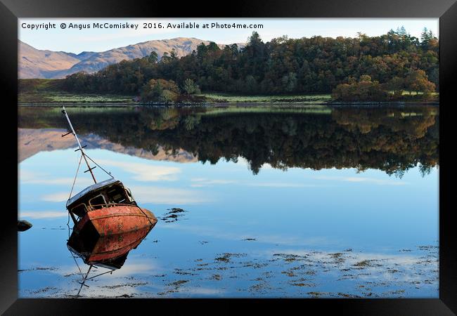 Sunken boat on Loch Etive Framed Print by Angus McComiskey