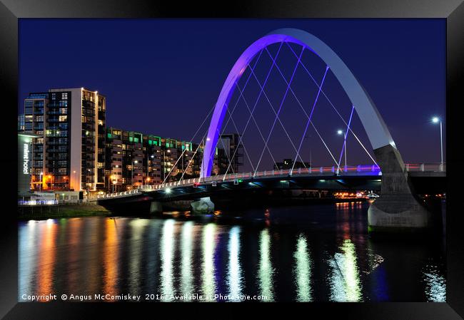 Clyde Arc Bridge at night Framed Print by Angus McComiskey