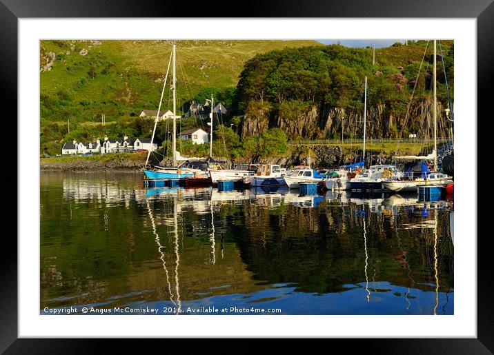 Colourful reflections of yacht marina at Mallaig Framed Mounted Print by Angus McComiskey