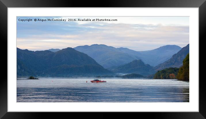 Red boat at dawn Framed Mounted Print by Angus McComiskey