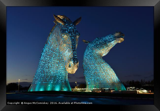 The Kelpies by night, Falkirk Framed Print by Angus McComiskey