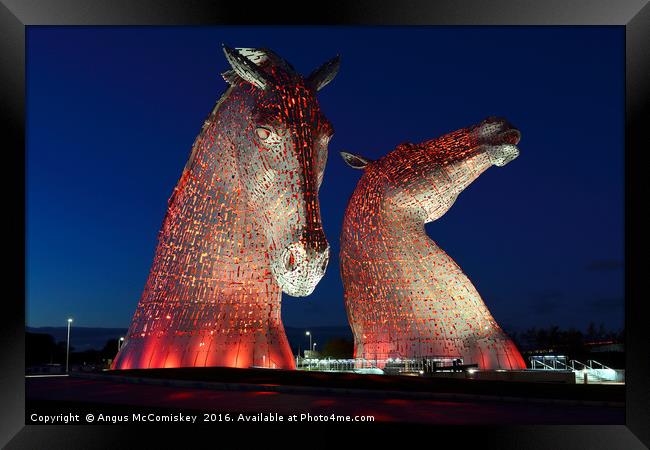 The Kelpies by night 2, Falkirk Framed Print by Angus McComiskey