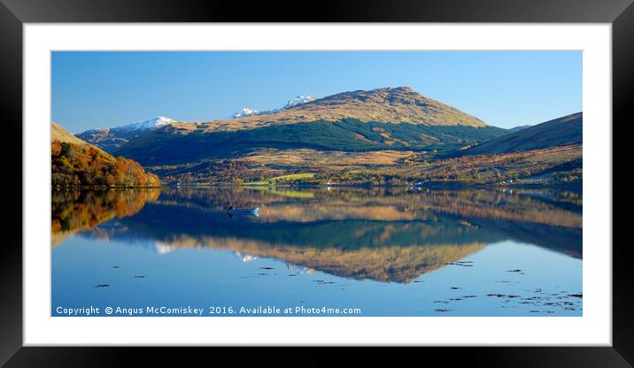 Blue boat on Loch Fyne Framed Mounted Print by Angus McComiskey