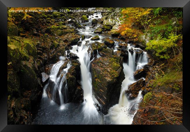 Black Linn Waterfall in autumn Framed Print by Angus McComiskey