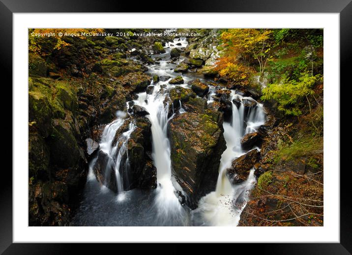 Black Linn Waterfall in autumn Framed Mounted Print by Angus McComiskey