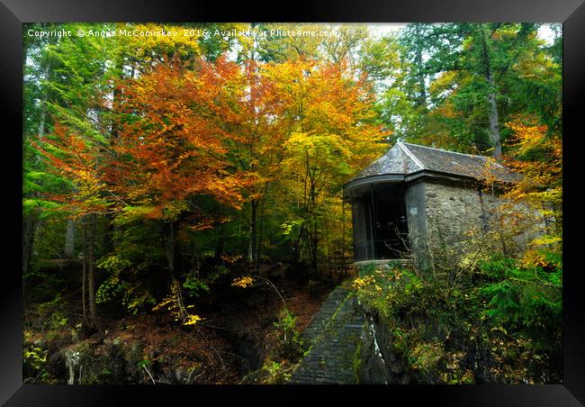 Ossian’s Hall at the Hermitage in autumn Framed Print by Angus McComiskey