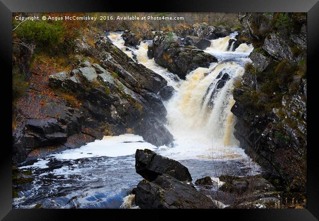 Rogie Falls on the Black Water river Framed Print by Angus McComiskey