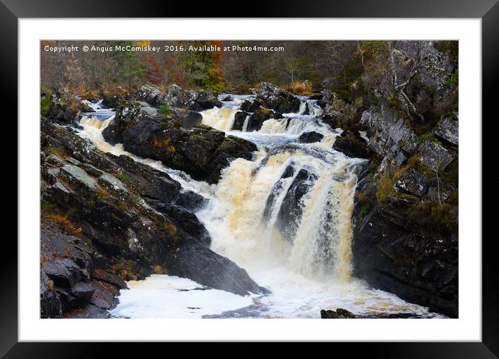 Rogie Falls in autumn Framed Mounted Print by Angus McComiskey