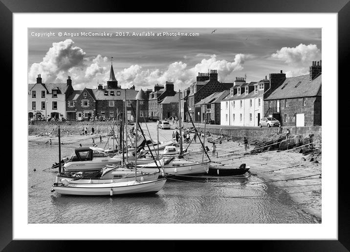 Stonehaven harbour (mono) Framed Mounted Print by Angus McComiskey