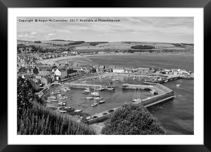 View across Stonehaven Harbour mono Framed Mounted Print by Angus McComiskey