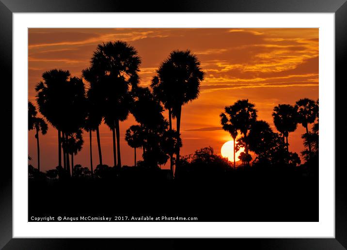 Cambodian sunset Framed Mounted Print by Angus McComiskey