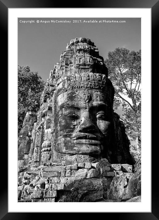 Victory Gate Angkor Thom complex Cambodia mono Framed Mounted Print by Angus McComiskey