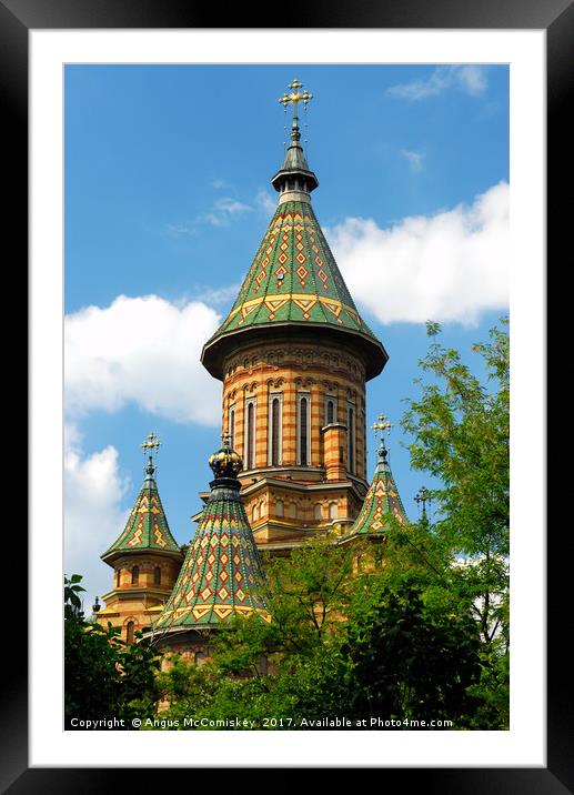 Tower of Orthodox Cathedral in Timisoara, Romania Framed Mounted Print by Angus McComiskey