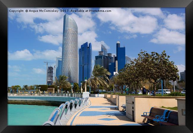 Corniche waterfront Abu Dhabi Framed Print by Angus McComiskey