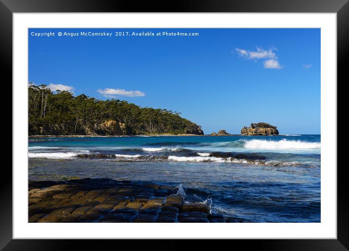 View across tessellated pavement to Clydes Island Framed Mounted Print by Angus McComiskey