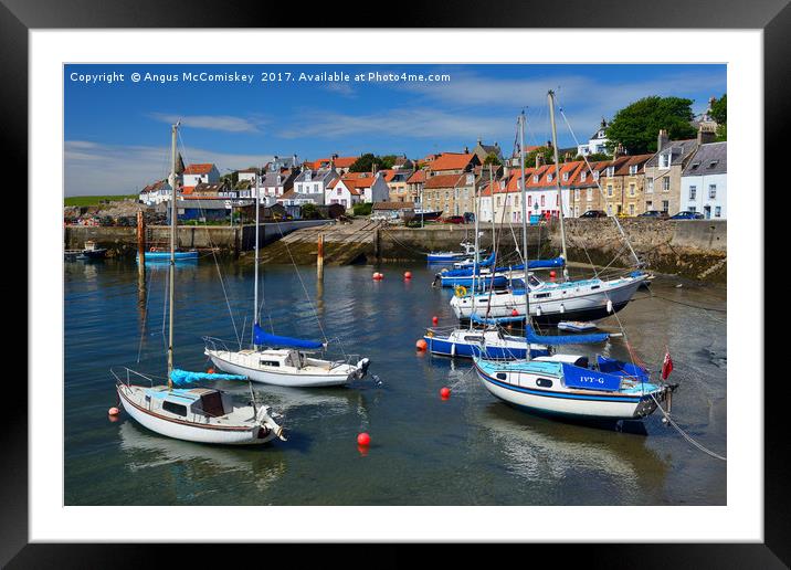 Yachts at anchor in St Monans harbour Framed Mounted Print by Angus McComiskey