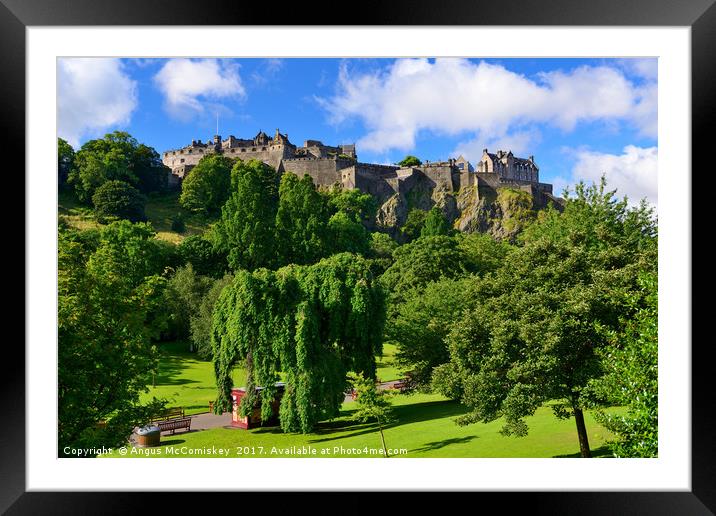 Edinburgh Castle and Princes Street Gardens Framed Mounted Print by Angus McComiskey