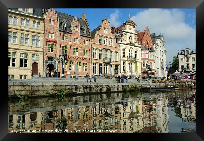 Guildhouses in historic city of Ghent in Belgium Framed Print by Angus McComiskey