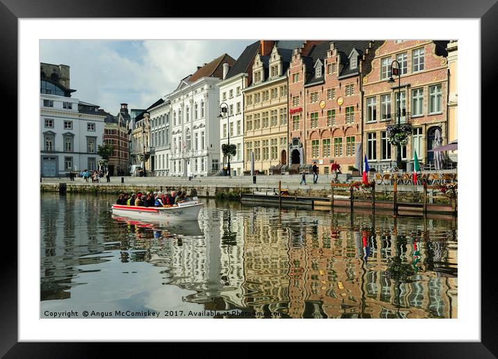 On the River Leie in Ghent, Belgium Framed Mounted Print by Angus McComiskey