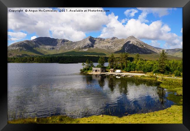 Boathouse on Lough Inagh, County Galway Framed Print by Angus McComiskey