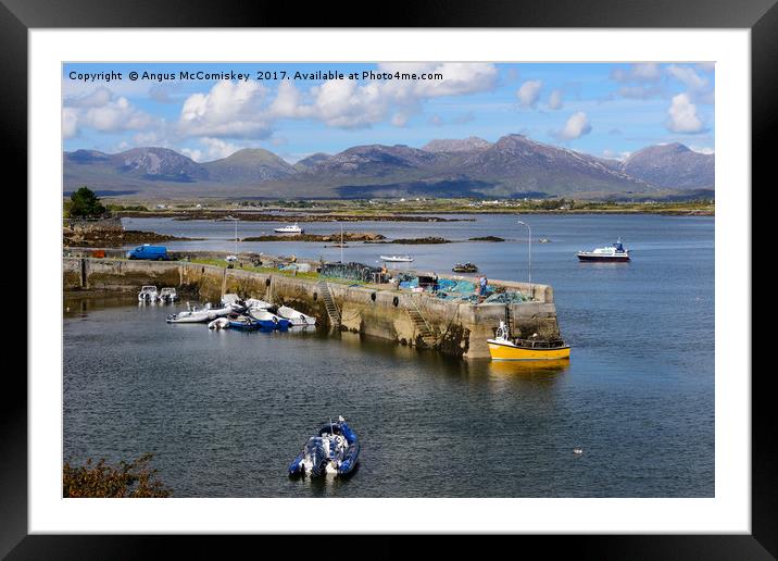 View across Roundstone harbour, County Galway Framed Mounted Print by Angus McComiskey