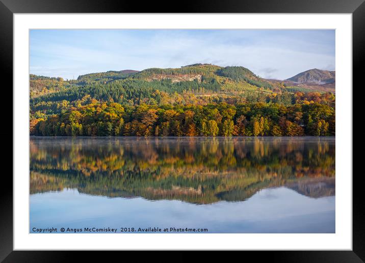 Early morning mist rising off Loch Faskally Framed Mounted Print by Angus McComiskey