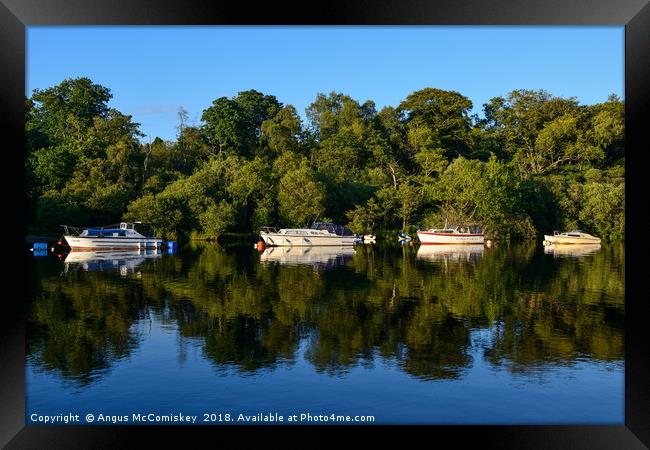 Boats at anchor on the River Leven at Balloch Framed Print by Angus McComiskey