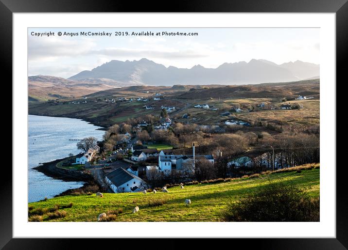 Looking over Carbost to the distant Cuillin Hills Framed Mounted Print by Angus McComiskey
