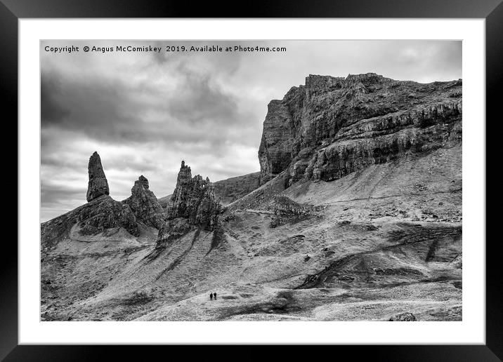 Old Man of Storr mono Framed Mounted Print by Angus McComiskey