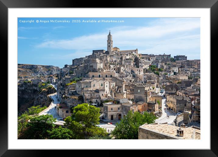 View of Sassi District of Matera Framed Mounted Print by Angus McComiskey