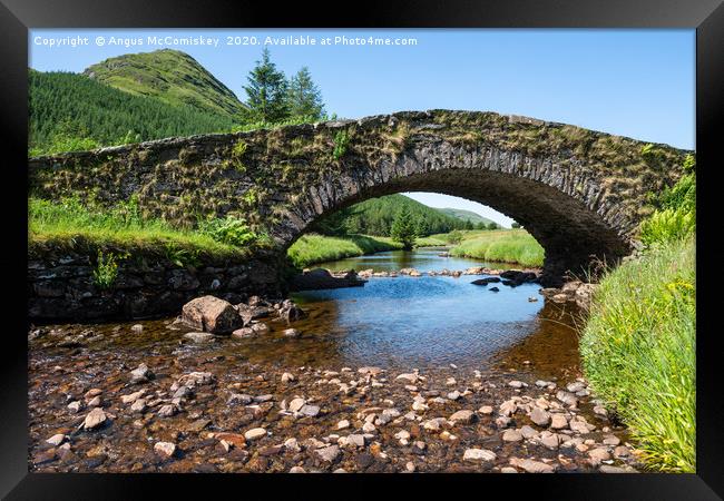 Butterbridge old stone single arched bridge Framed Print by Angus McComiskey