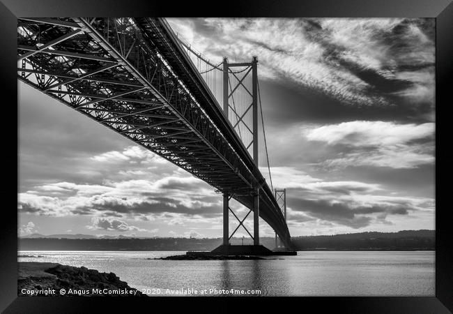 Forth Road Bridge mono Framed Print by Angus McComiskey