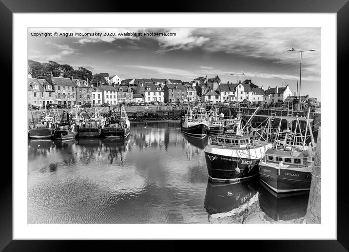 Pittenweem Harbour mono Framed Mounted Print by Angus McComiskey