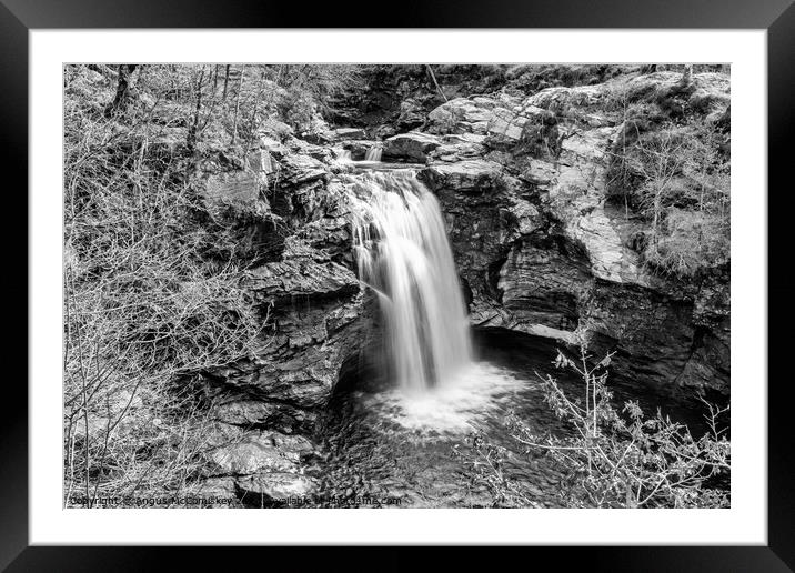 Falls of Falloch mono Framed Mounted Print by Angus McComiskey