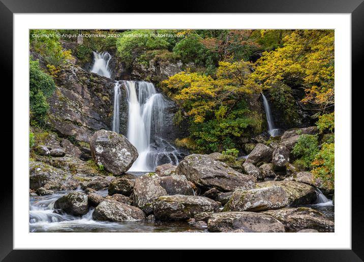 Inversnaid Falls in autumn Framed Mounted Print by Angus McComiskey