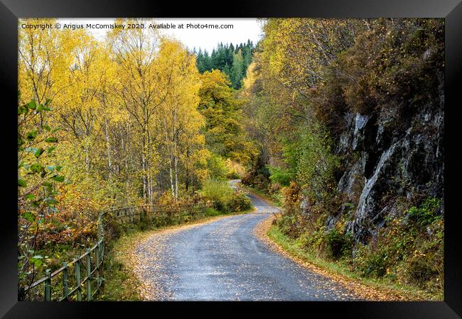 Winding road by Loch Katrine Framed Print by Angus McComiskey