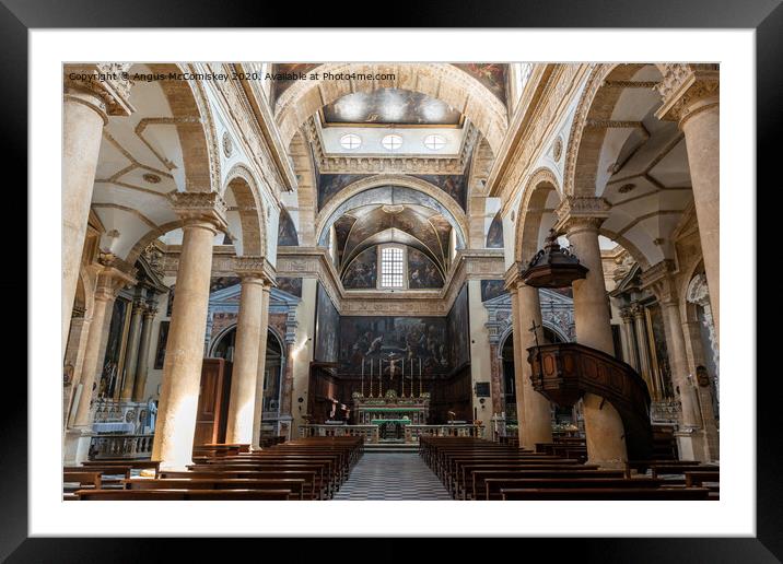 Interior of Gallipoli Cathedral in Puglia, Italy Framed Mounted Print by Angus McComiskey